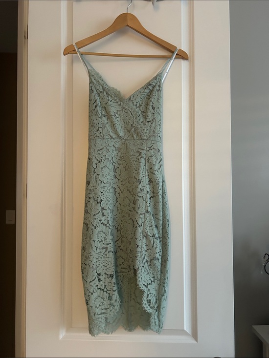 Lulus Dresses & Skirts - Lulu's Sage Green Lace Slip Dress with Floral Overlay